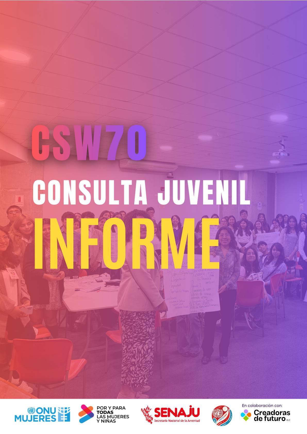 Portada de Informe Conulta Nacional Juvenil CSW70